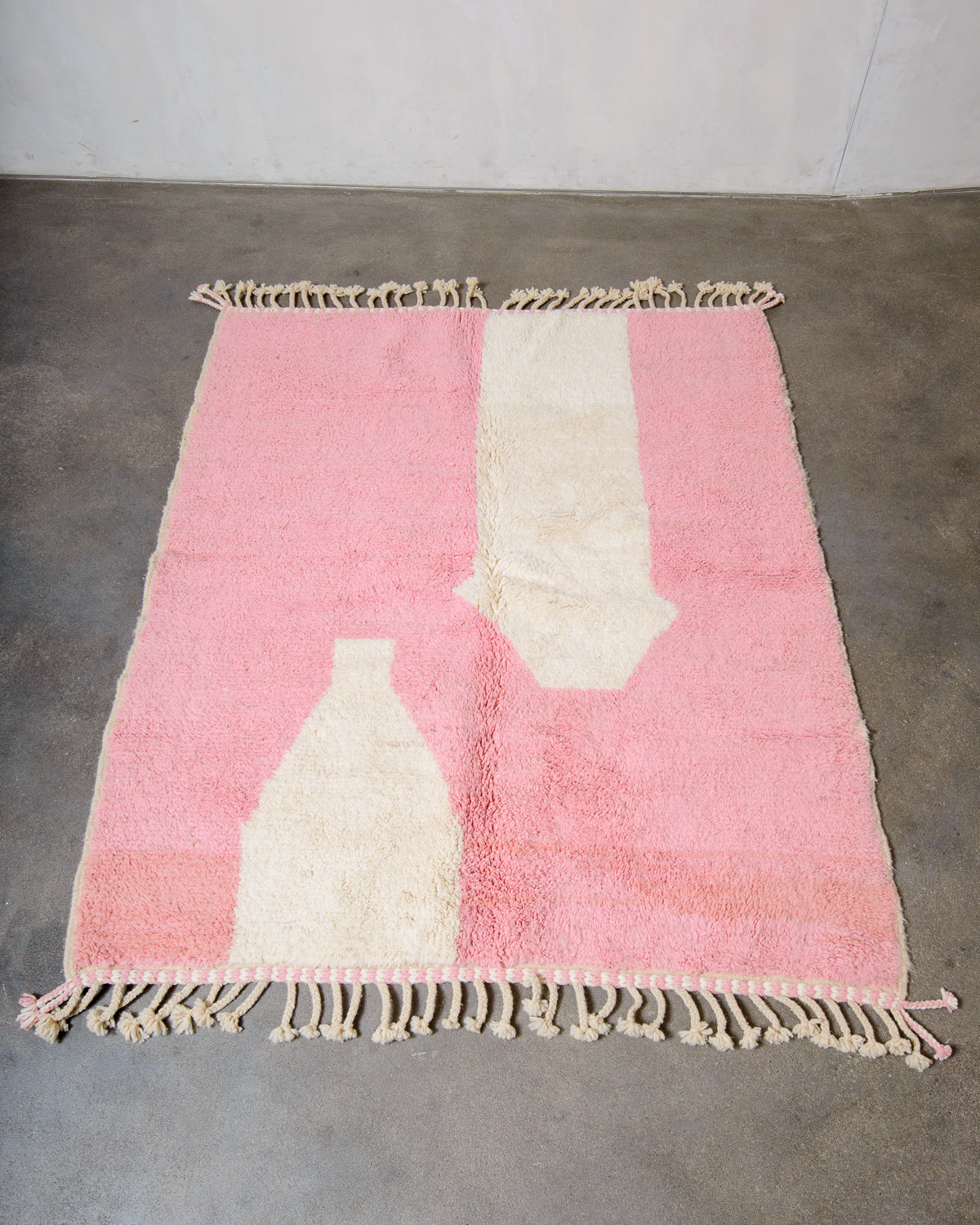 Modern, designer, handcrafted Berber rug from Morocco. Beniourain carpet with beautiful colours and patterns and fluffy wool texture.
